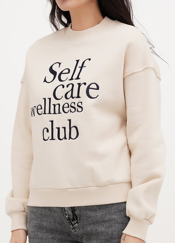 Светло-бежевый свитшот H&M надпись без декора (366488477)