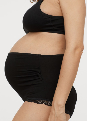 Трусы для беременных H&M однотонные чёрные повседневные полиамид