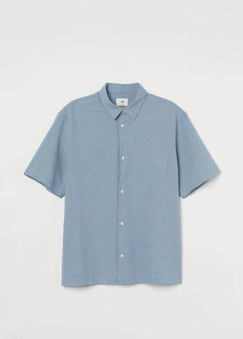 Голубой рубашка однотонная H&M