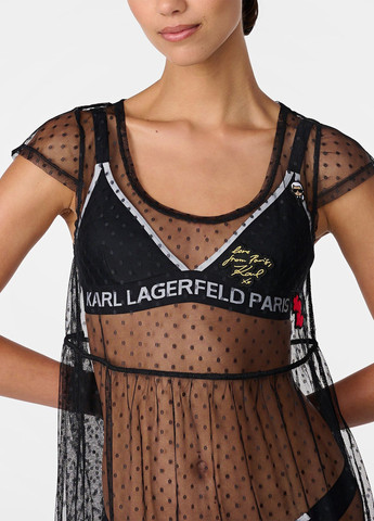 Черное пляжное платье Karl Lagerfeld однотонное