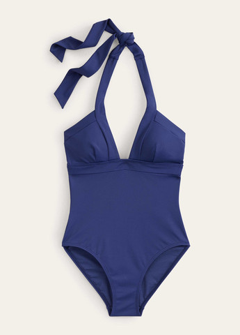 Синий летний купальник слитный, халтер Boden