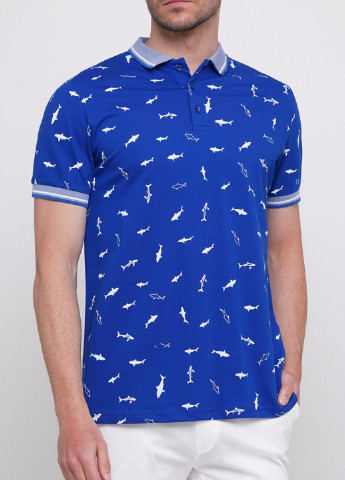 Синяя футболка-поло для мужчин Trend Collection с рисунком