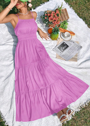 Розовое кэжуал платье в стиле ампир SHEIN однотонное