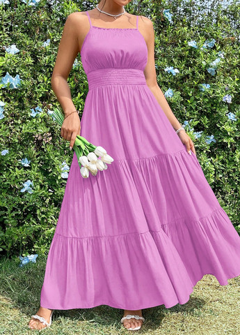 Розовое кэжуал платье в стиле ампир SHEIN однотонное