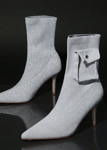 Светло-серые демисезонная ботильоны SHEIN