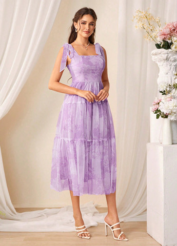 Фіолетова кежуал сукня SHEIN з абстрактним візерунком