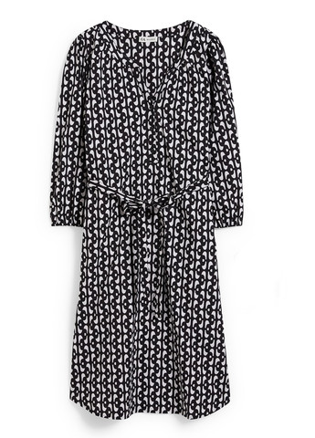 Черно-белое кэжуал платье для беременных рубашка C&A с геометрическим узором