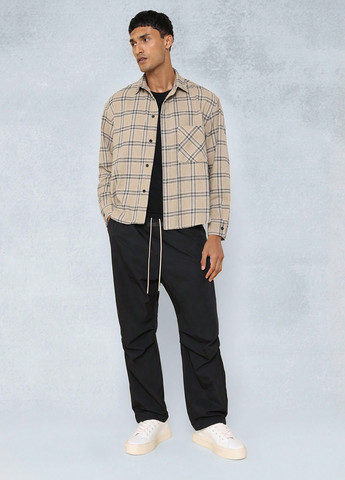 Бежевая кэжуал рубашка в клетку SHEIN