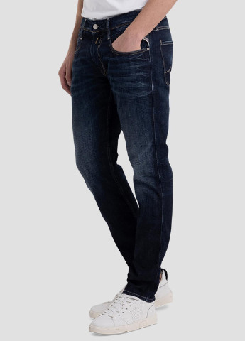 Темно-синие демисезонные прямые джинсы Replay