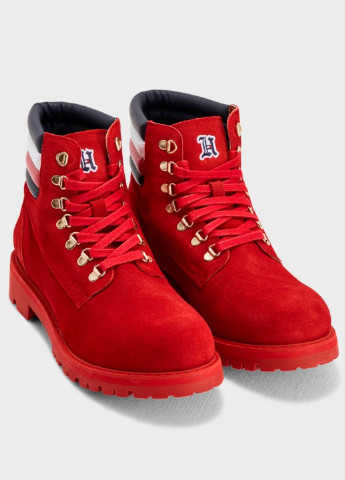 Красные осенние замшевые ботинки хайтопы Tommy Hilfiger