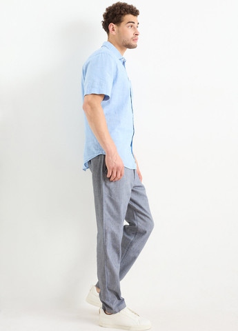 Серо-синие классические, кэжуал демисезонные зауженные брюки C&A