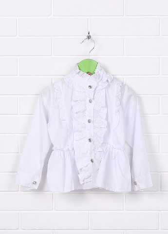 Белая однотонная блузка с длинным рукавом Elayza демисезонная