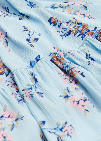 Голубое кэжуал платье на запах House с цветочным принтом