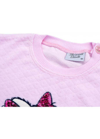 Рожевий демісезонний костюм десткий кофта з брюками з котиком і бантиком (8371-68g-pink) Breeze