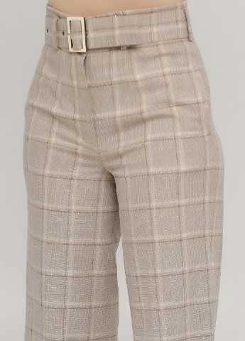 Темно-бежевые кэжуал демисезонные укороченные, прямые брюки MiNiMax