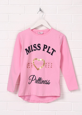 Розовый демисезонный кэжуал лонгслив PLT GIRLS kids wear с надписями