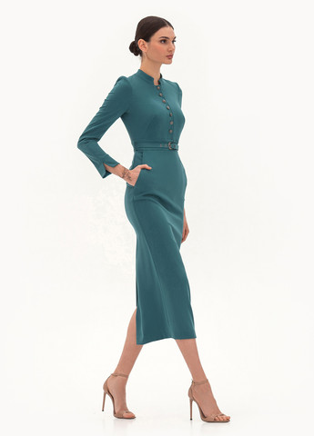 Бирюзовое деловое платье футляр BGL однотонное