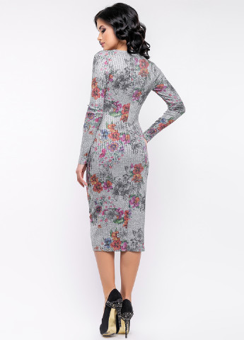 Темно-серое кэжуал платье ST-Seventeen с цветочным принтом