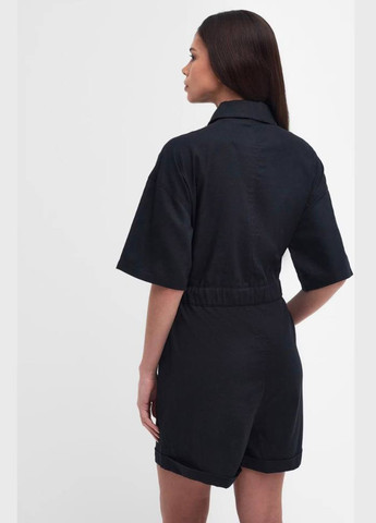 Комбинезон Barbour комбинезон-шорты однотонный чёрный кэжуал лен, хлопок