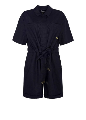 Комбинезон Barbour комбинезон-шорты однотонный чёрный кэжуал лен, хлопок