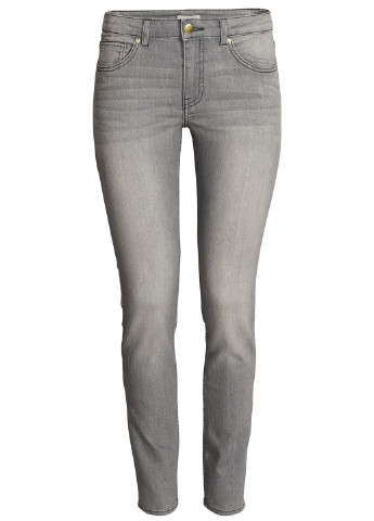Джинси H&M скінні однотонні сірі джинсові бавовна
