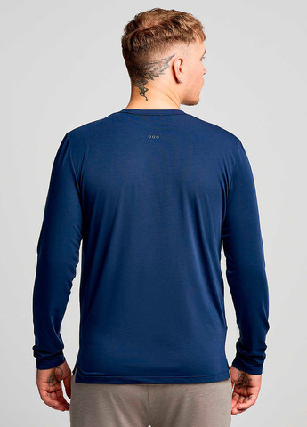 Лонгслів Saucony TRIUMPH LONG SLEEVE меланж темно-синій спортивні перероблений поліестер