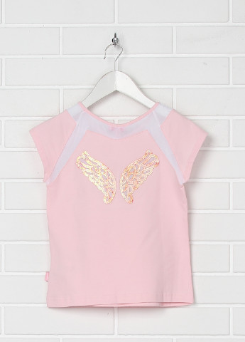 Светло-розовая летняя футболка с коротким рукавом Roberto Cavalli Angels