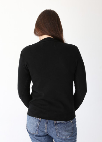 Черный демисезонный свитер женский черный прямой со стразами JEANSclub Прямая