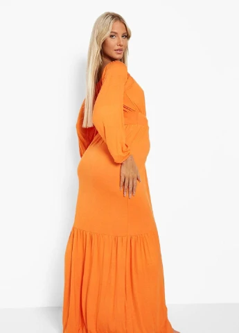 Оранжевое кэжуал платье Boohoo однотонное