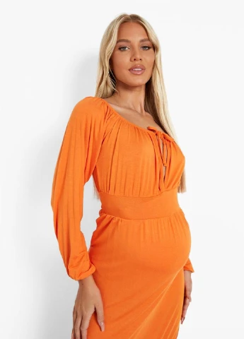 Оранжевое кэжуал платье Boohoo однотонное