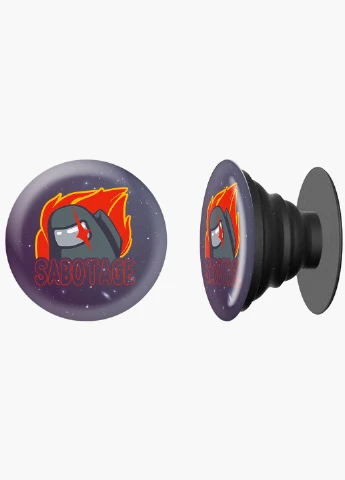 Попсокет (Popsockets) держатель для смартфона Амонг Ас (Sabotage Among Us) (8754-2426) Черный MobiPrint (216836456)