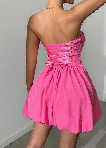 Розовое коктейльное, вечернее платье бандажное, бэби долл, с открытой спиной SHEIN однотонное