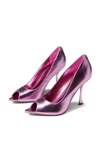 Розово-лиловые женские кэжуал туфли с логотипом на высоком каблуке американские - фото