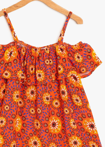 Оранжевая цветочной расцветки блузка KOTON летняя
