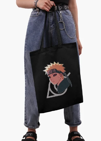 Еко сумка шоппер чорна Ітачі Учіха (Itachi Uchiha) на блискавці (9227-2822-BKZ) MobiPrint (236265412)