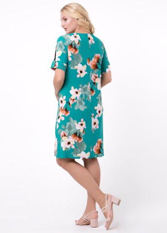 Бирюзовое кэжуал платье A'll Posa с цветочным принтом