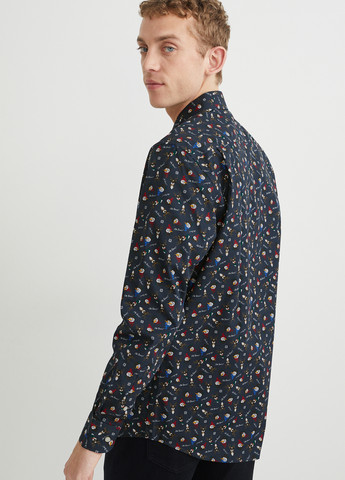 Темно-синяя кэжуал рубашка с рисунком C&A