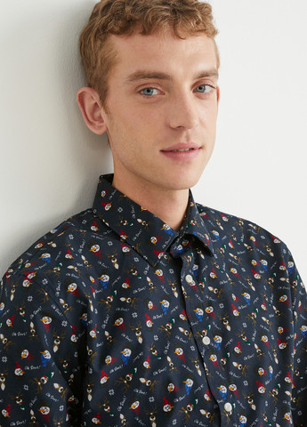 Темно-синяя кэжуал рубашка с рисунком C&A