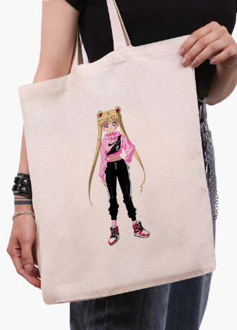 Эко сумка шоппер белая Сейлор Мун (Sailor Moon) (9227-2927-WT-1) экосумка шопер 41*35 см MobiPrint (224806230)