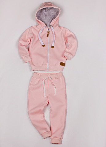 Розовый демисезонный костюм (толстовка, брюки) брючный Little Bunny