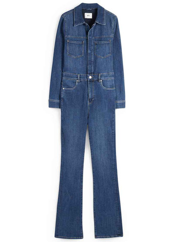 Комбінезон C&A комбінезон-брюки однотонний синій джинсовий бавовна, джинс