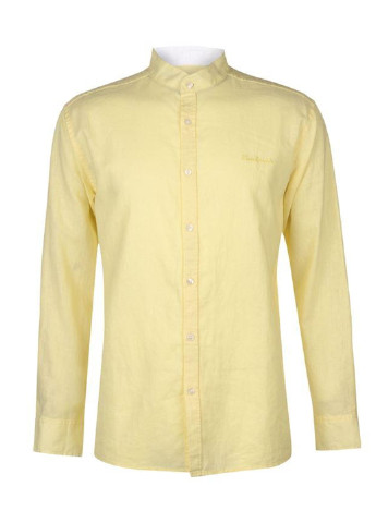 Светло-желтая кэжуал рубашка меланж Pierre Cardin с длинным рукавом