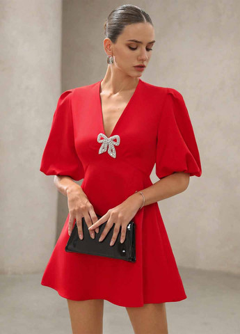 Червона вечірня, кежуал сукня SHEIN однотонна