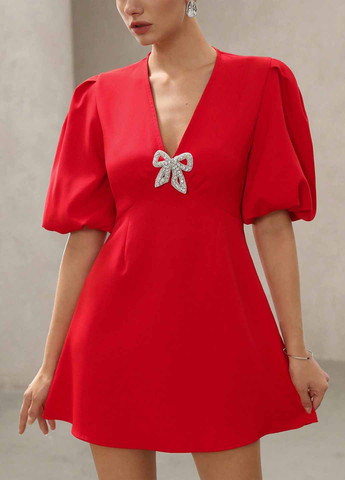 Червона вечірня, кежуал сукня SHEIN однотонна