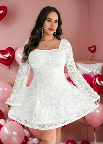 Белое кэжуал платье клеш SHEIN однотонное