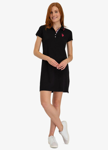 Чорна спортивна, кежуал сукня поло U.S. Polo Assn. з логотипом