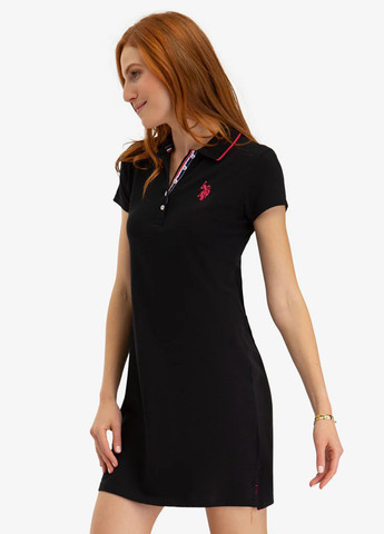 Чорна спортивна, кежуал сукня поло U.S. Polo Assn. з логотипом