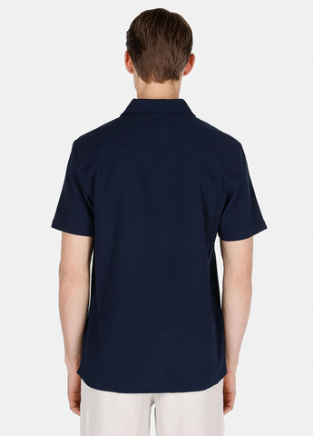 Темно-синяя кэжуал рубашка однотонная Colin's