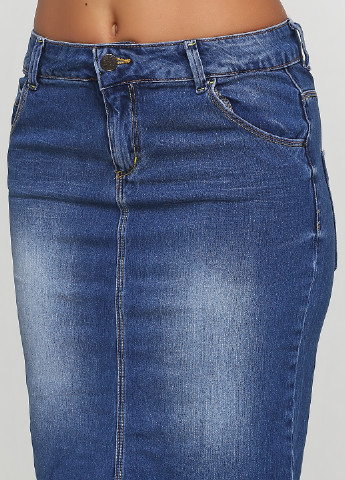 Синяя джинсовая однотонная юбка Zara карандаш