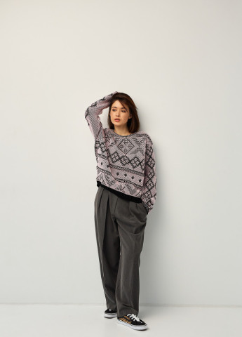 Пудровый демисезонный джемпер в украинском стиле «зарина» пудра MEREZHKA